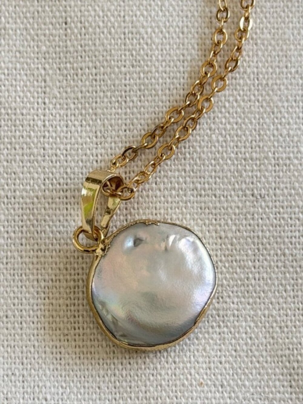 Gold Pearl Coin Pearl Pendant Necklace